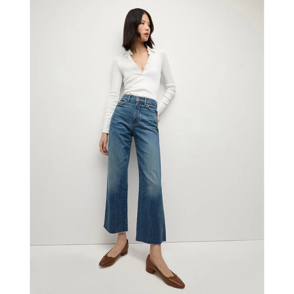 Veronica Beard high rise straight leg evening dusk Dylan jeans